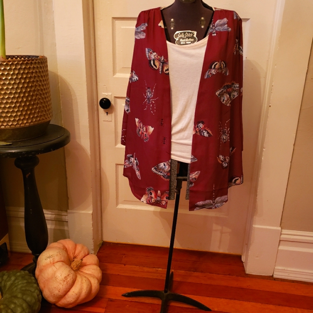 Burgundy Mod Cloth Moth and Critter Top